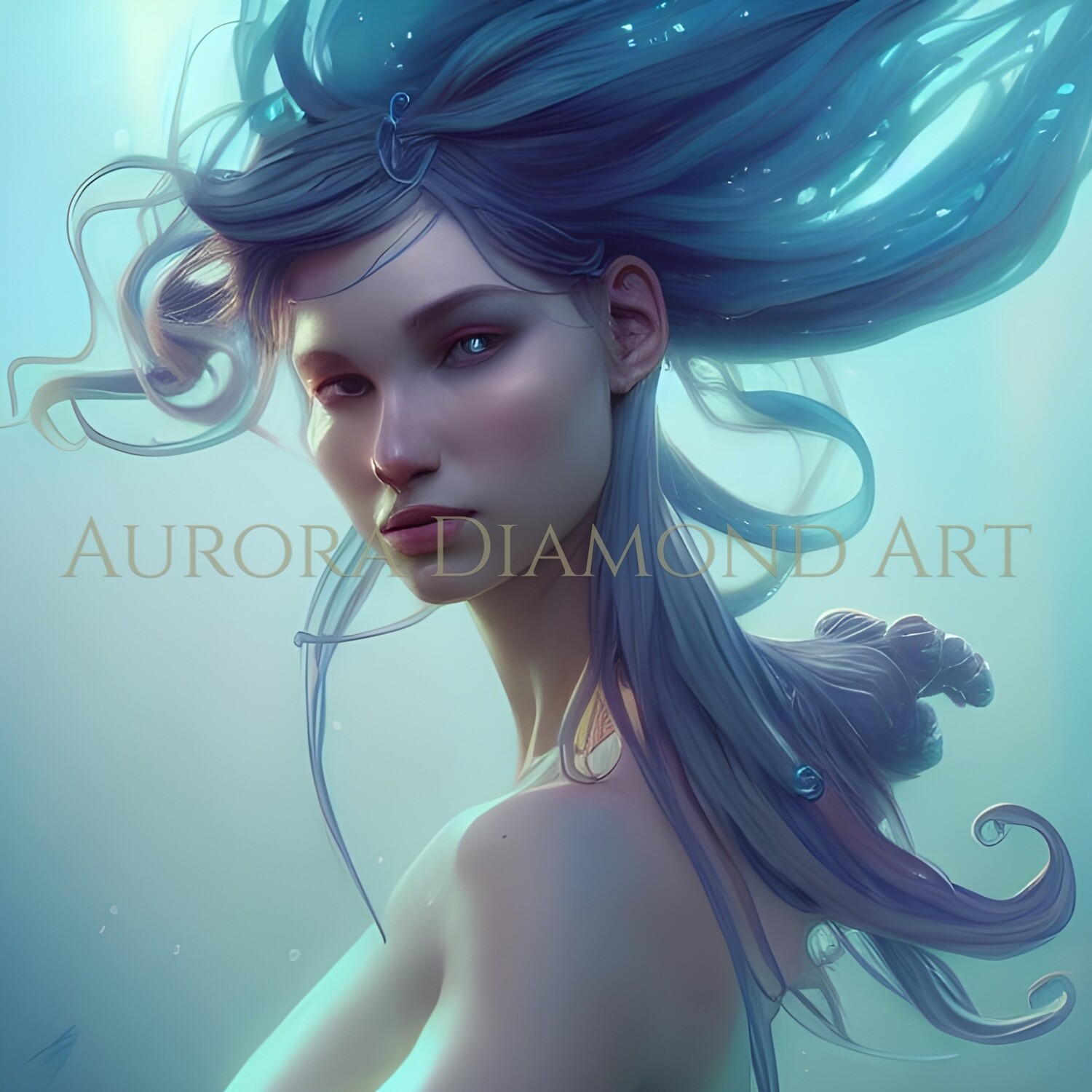Blue Haired Mermaid Diamond Painting