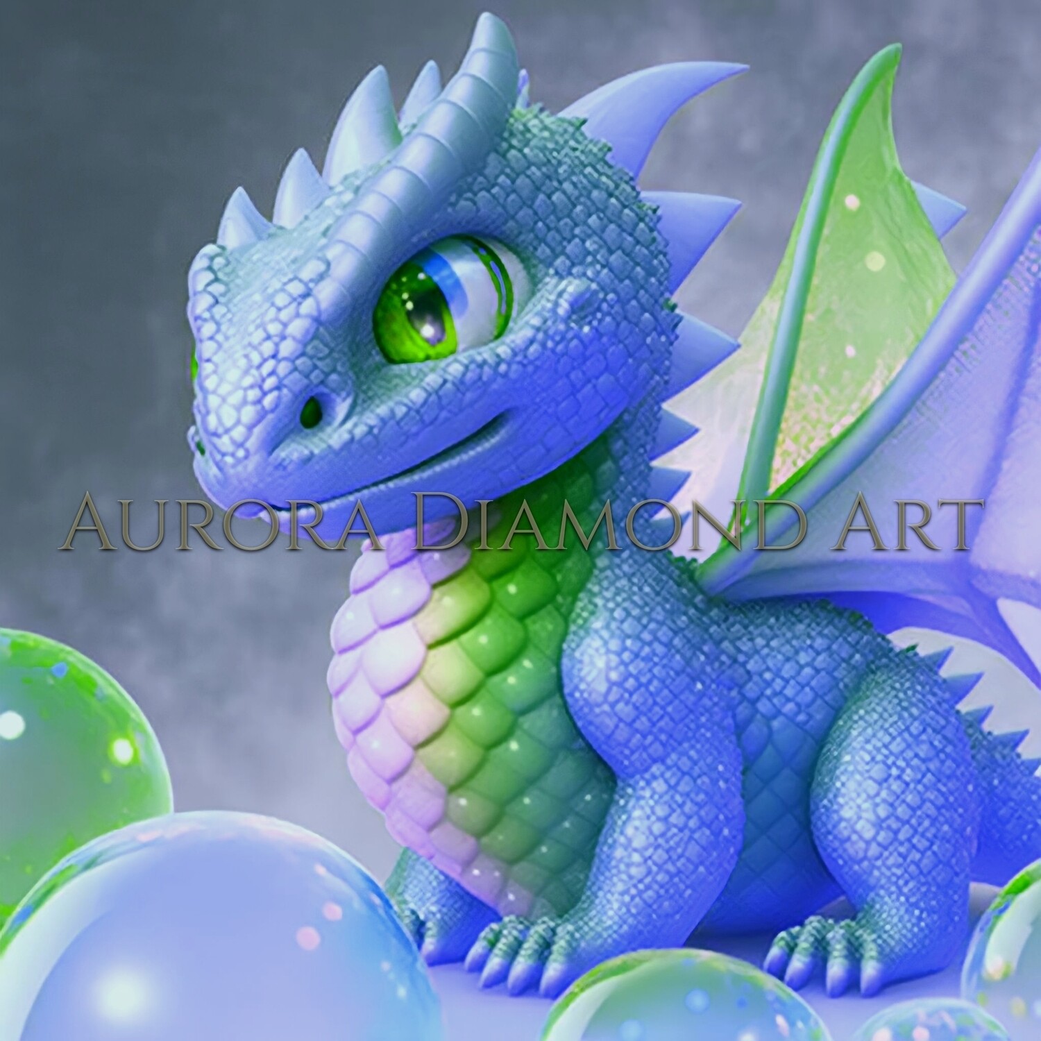 Little Smiling Dragon Diamond Painting, Colour: Blue