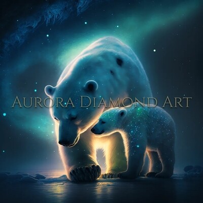 Mum And Cub Polar Bears Diamond Painting