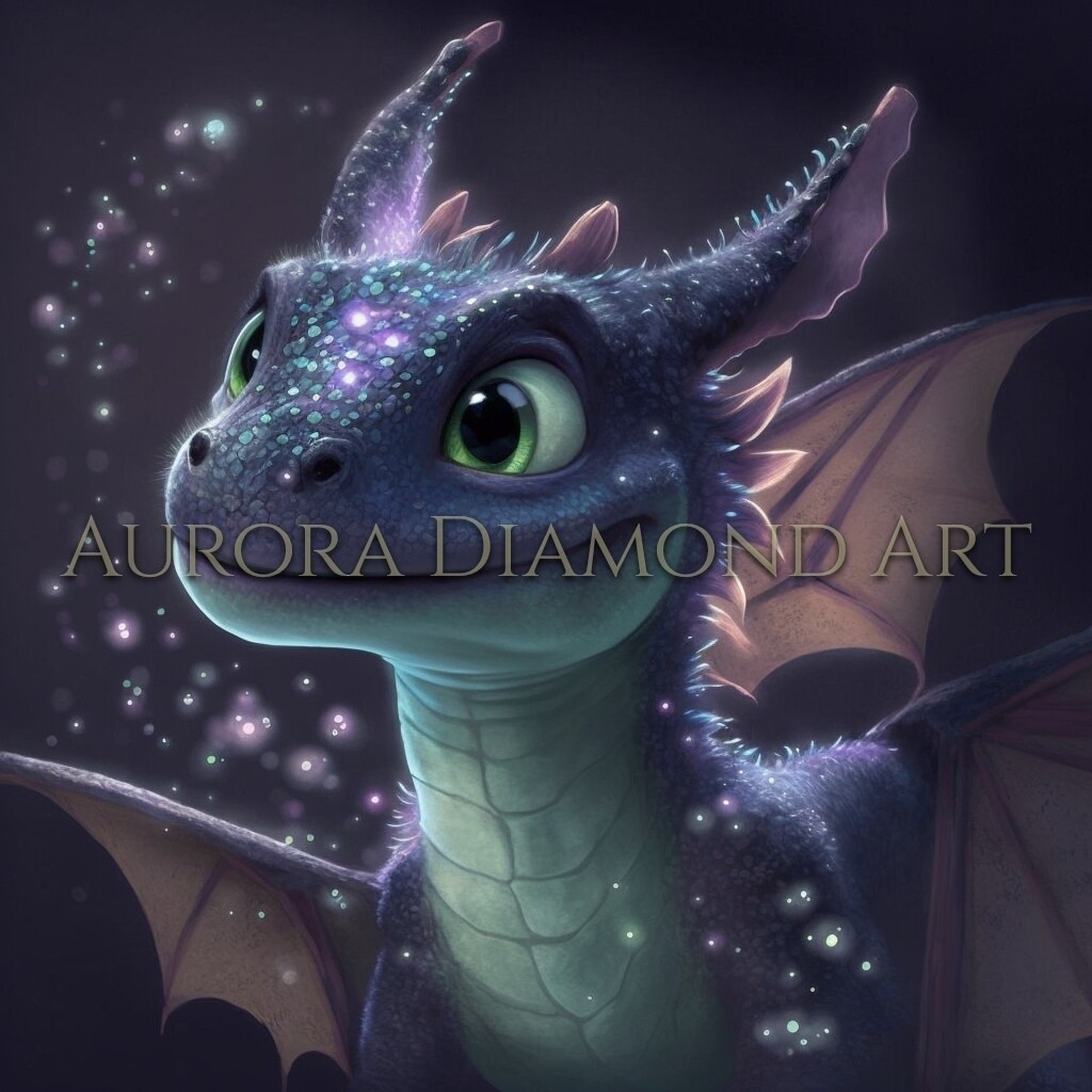 Purple Sparkle Dragon Diamond Painting
