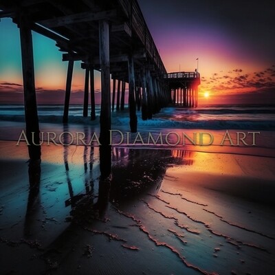 Beach Sunset By The Pier Diamond Painting