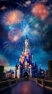 Disney Castle With Fireworks Diamond Painting
