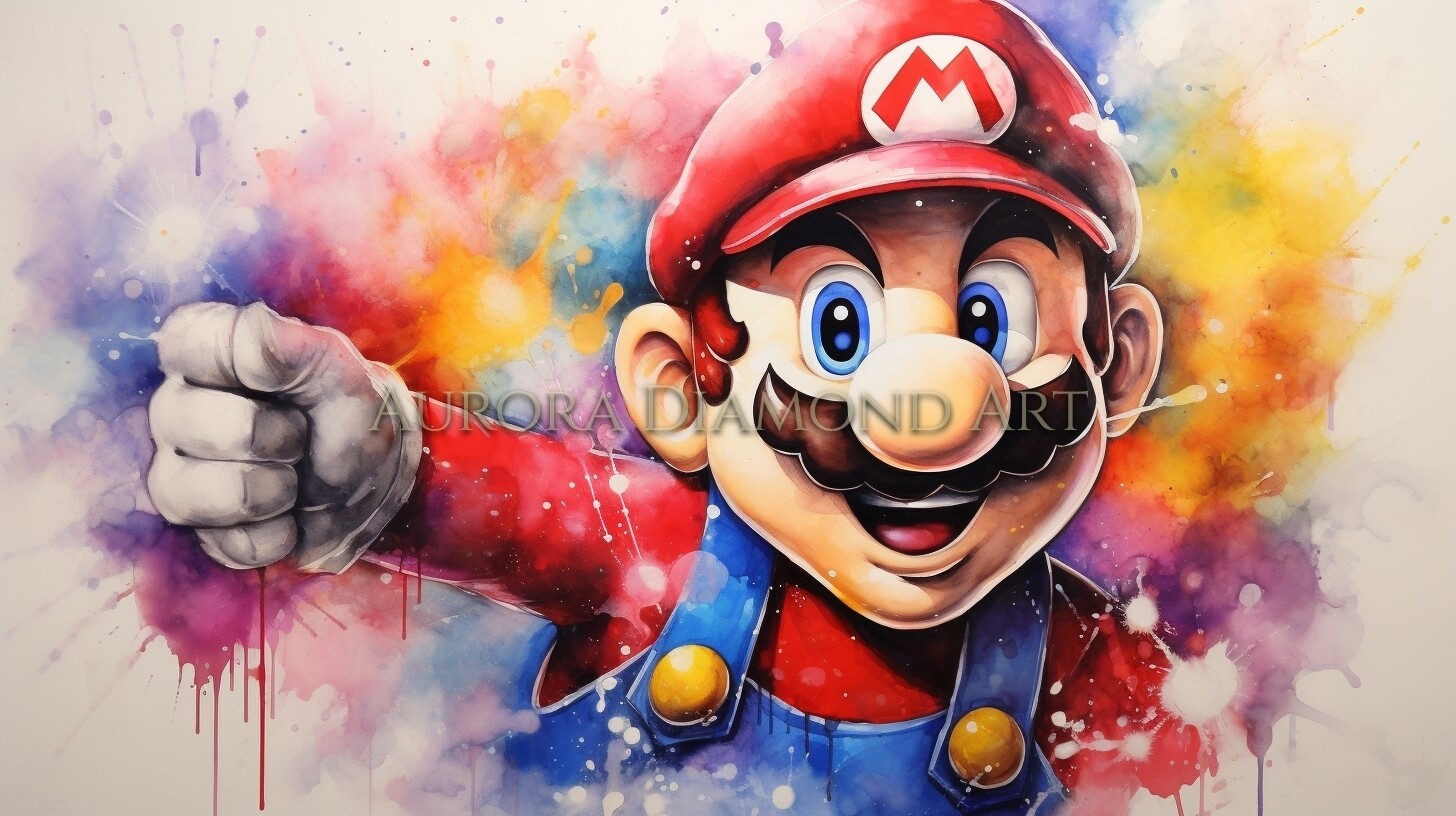 Watercolour Mario Diamond Painting