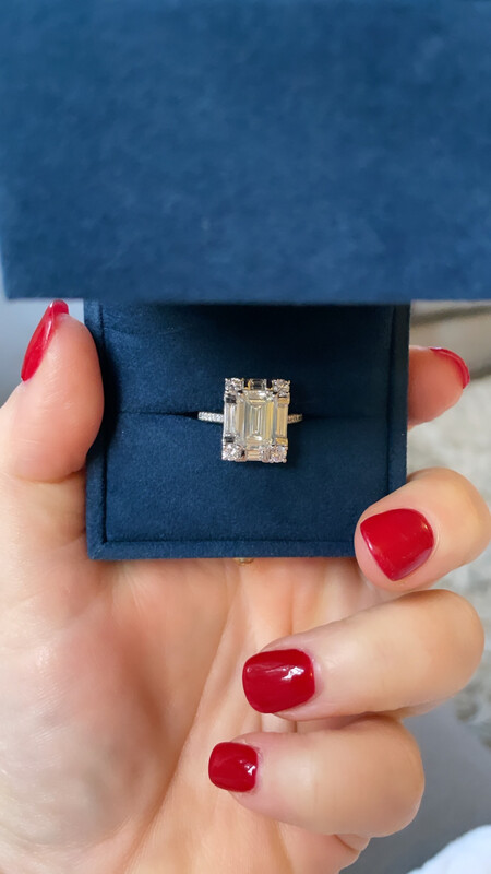 3.03ct Fancy Light Yellow Emerald Cut Diamond Ring