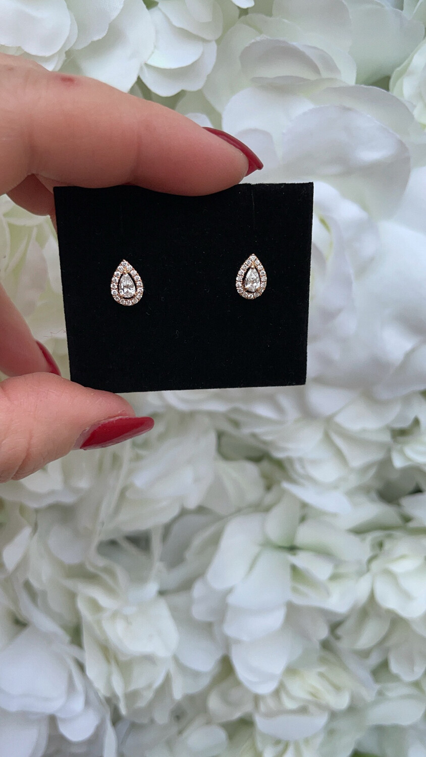 Pear Halo Studs