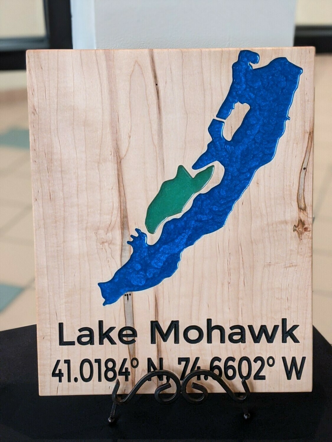 Lake Map Epoxy Sign