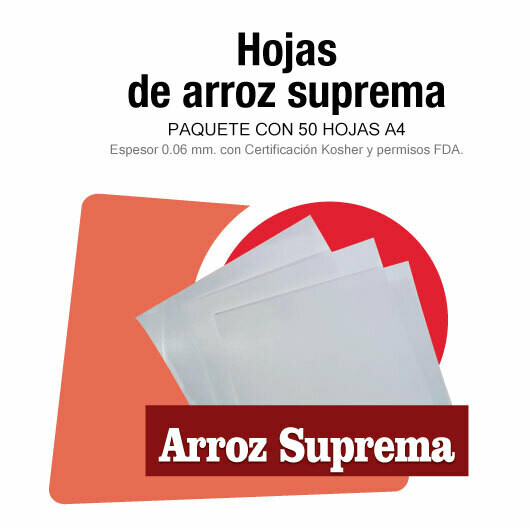 Paquete con 50 hojas de arroz suprema (0.6 mm.)