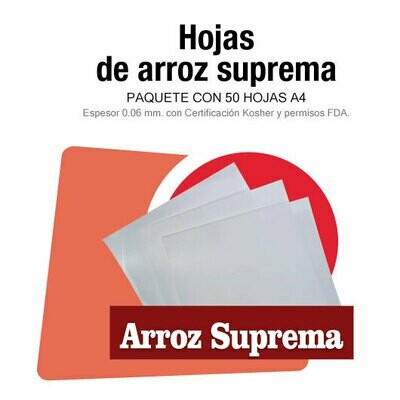Paquete con 50 hojas de arroz suprema (0.6 mm.)
