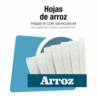 Paquete con 100 hojas de arroz (0.3 mm.)