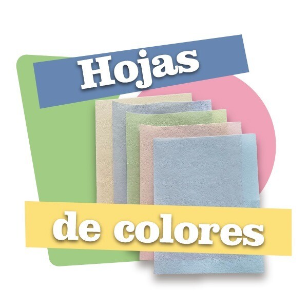 Paquete con 5 hojas de arroz de colores (0.3 mm.)
