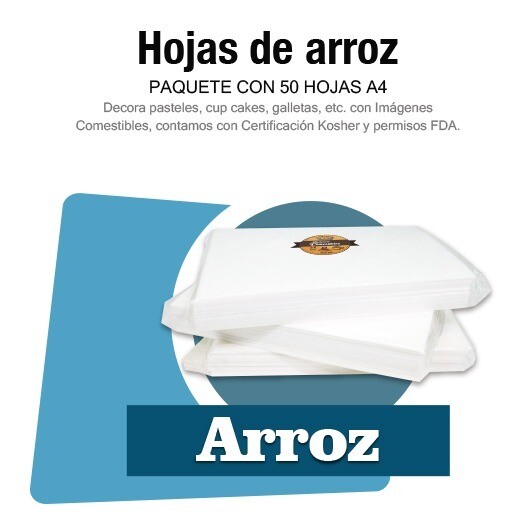 Paquete con 50 hojas de arroz (0.3 mm.)