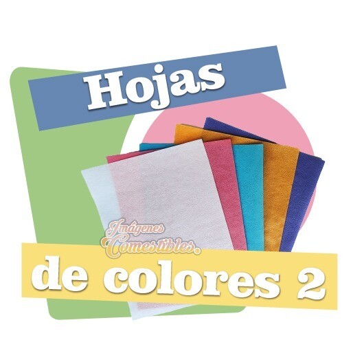 Paquete con 5 hojas de arroz de colores 2 (0.3 mm.)
