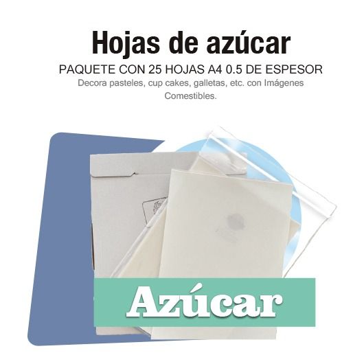 Paquete con 25 hojas de azúcar delgadas 0.50