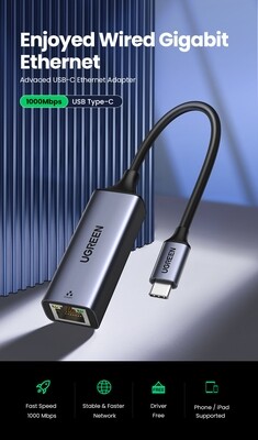 UGREEN - Adaptador Tipo C A Lan 10/100/1000 50737