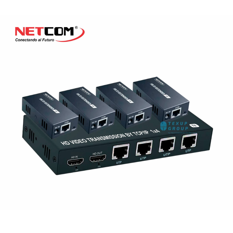 NETCOM - Extender HDMI 1X4 por cable CAT5/6/7 de 100 Mts EX0050