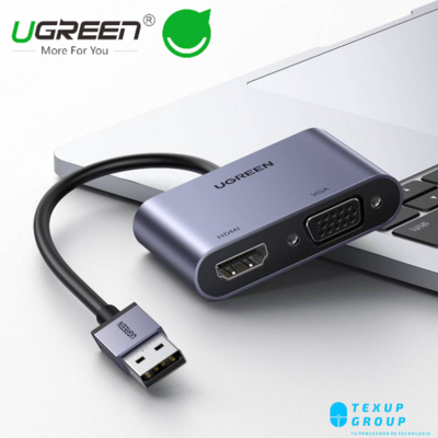 UGREEN - Adaptador USB 3.0 a VGA &amp; HDMI 1080P 20518