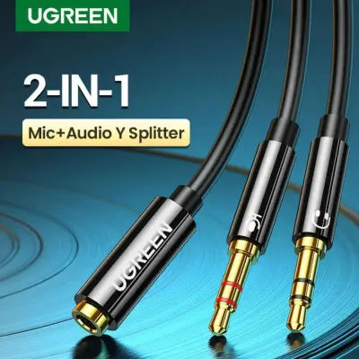 Adaptador De Audio Splitter 1 Jack Hembra 3.5Mm A 2 Jack Macho 3.5Mm Microfono/Audifono 20Cm, Ugreen, 20898
