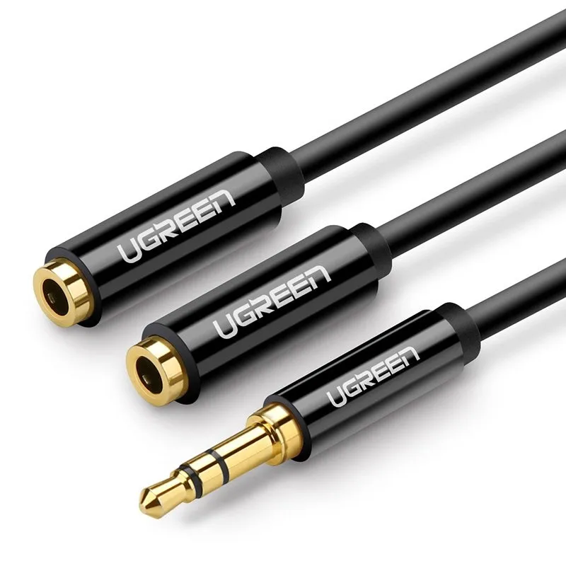 Adaptador De Audio Splitter 1 Jack Macho A 2 Jack Hembra 3.5Mm Parlante/Audifono 20Cm, Ugreen, 20816