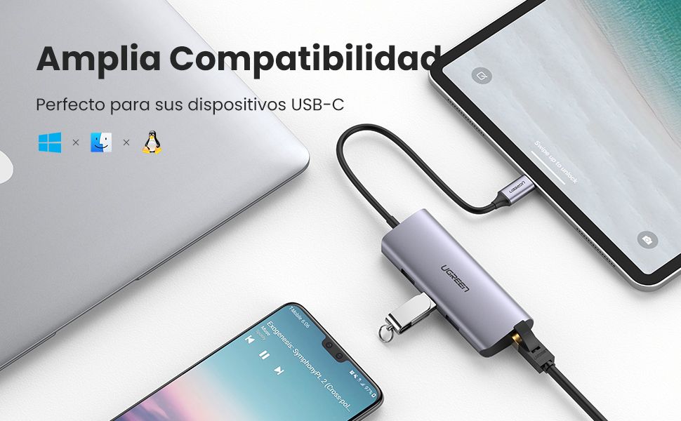 UGREEN 4 in 1 USB-C 3xUSB /1xGigabit