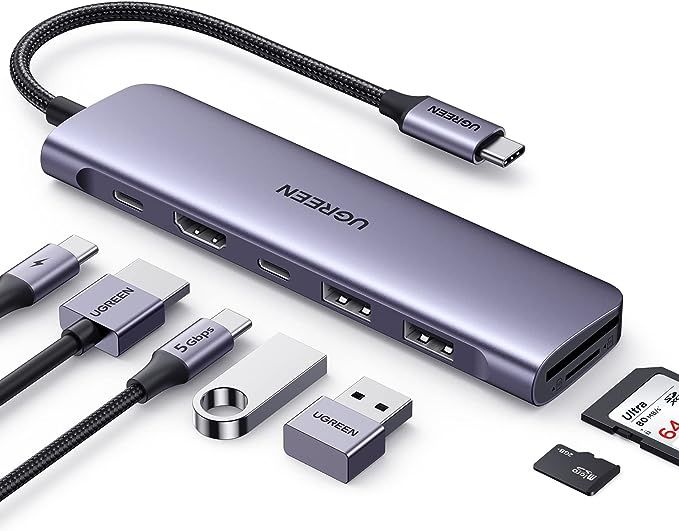 UGREEN - Multipuerto HUB 7 in 1 USB-C 4K HDMI,100W PD, 2xUSB-A SD/MicroSD