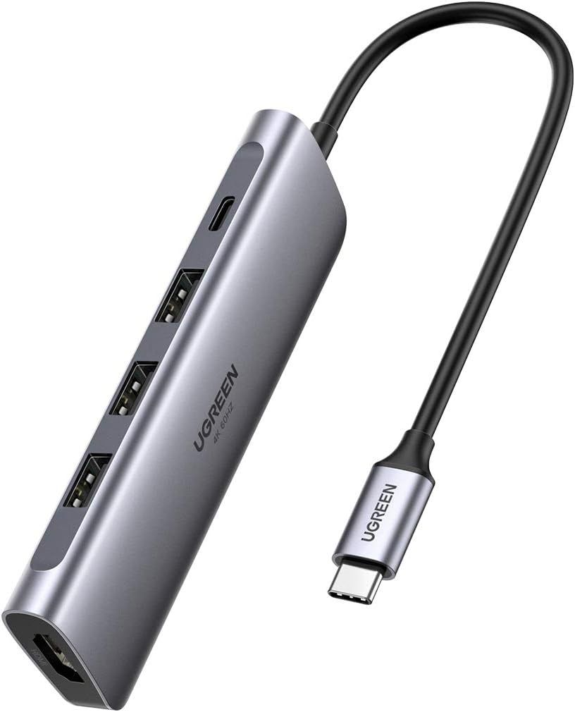 UGREEN - Hub 5 en 1 USB C a HDMI + 3xUSB 3.0 A + PD 70495