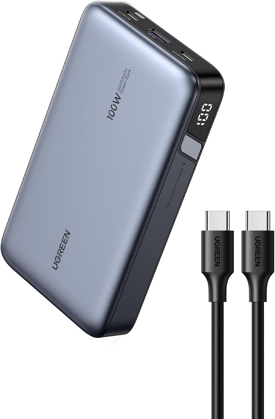 UGREEN - Cargador portatil Power bank 20000 mAh y 100W USB C de 3 puertos PD de carga rápida 25188