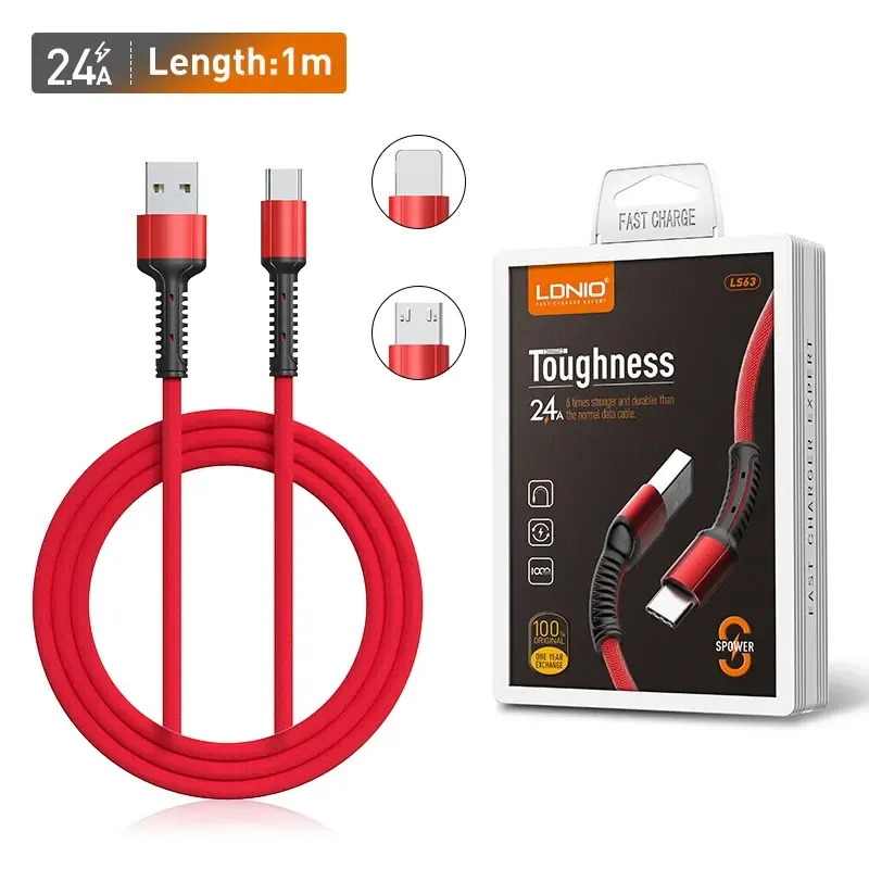 LDNIO - Cable de carga y datos tipo C 2.4A 1m LS63