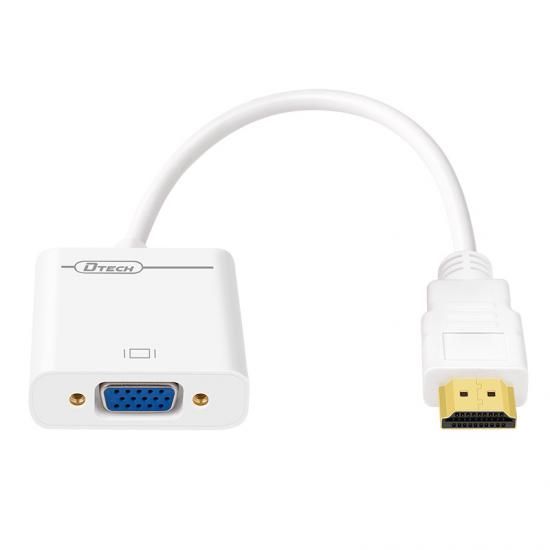 DTECH - ADAPTADOR HDMI A VGA CON AUDIO,  CAJA BLANCA DT-6404