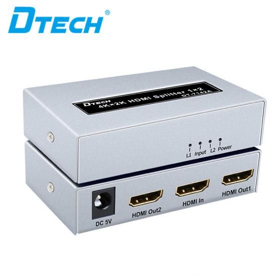 DTECH - DIVISOR SPLITTER HDMI 1X2 4K METALICO C/ADAP. DT7142A