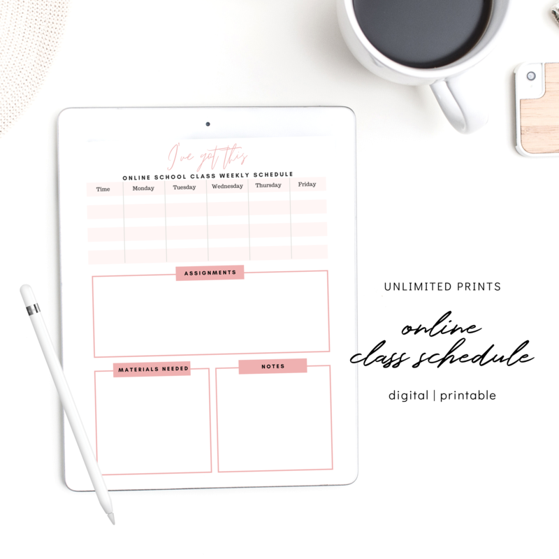 Homeschool, Online School Weekly Class Schedule Printable, Simple and Easy Instant Download, Unlimited Printable or Digital Planner