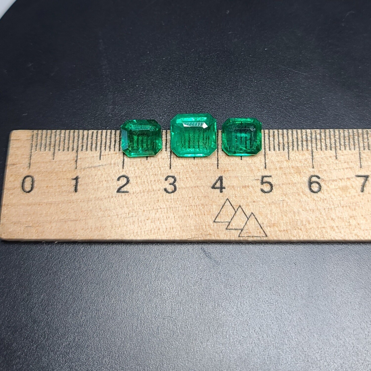 Emeralds octagon cut set 2.23 ct and 2.43 ct and 3.72 ct