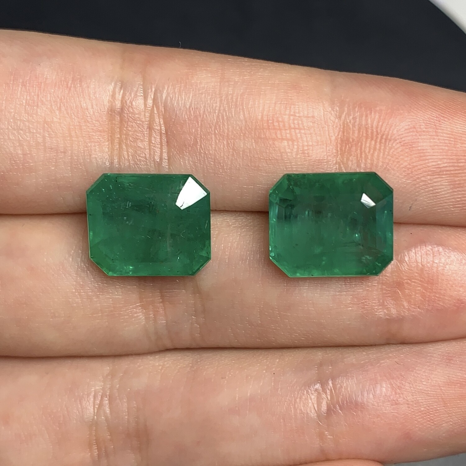 Emeralds octagon cut pair 6.94 ct and 6.94 ct