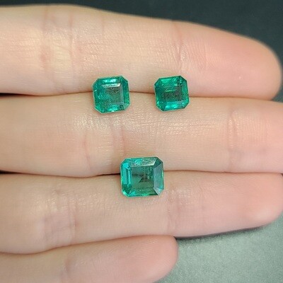Sq.Emeralds cut set 1.69 ct and 1.83 ct and 2.46 ct