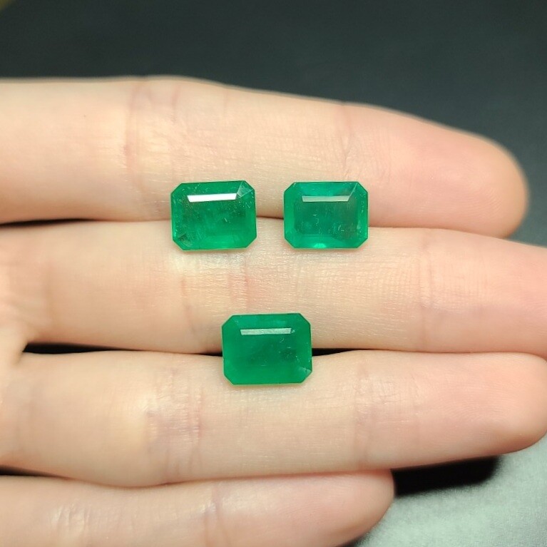 Emeralds oсtagon cut set 2.92 ct and 3.18 ct and 4.41 ct