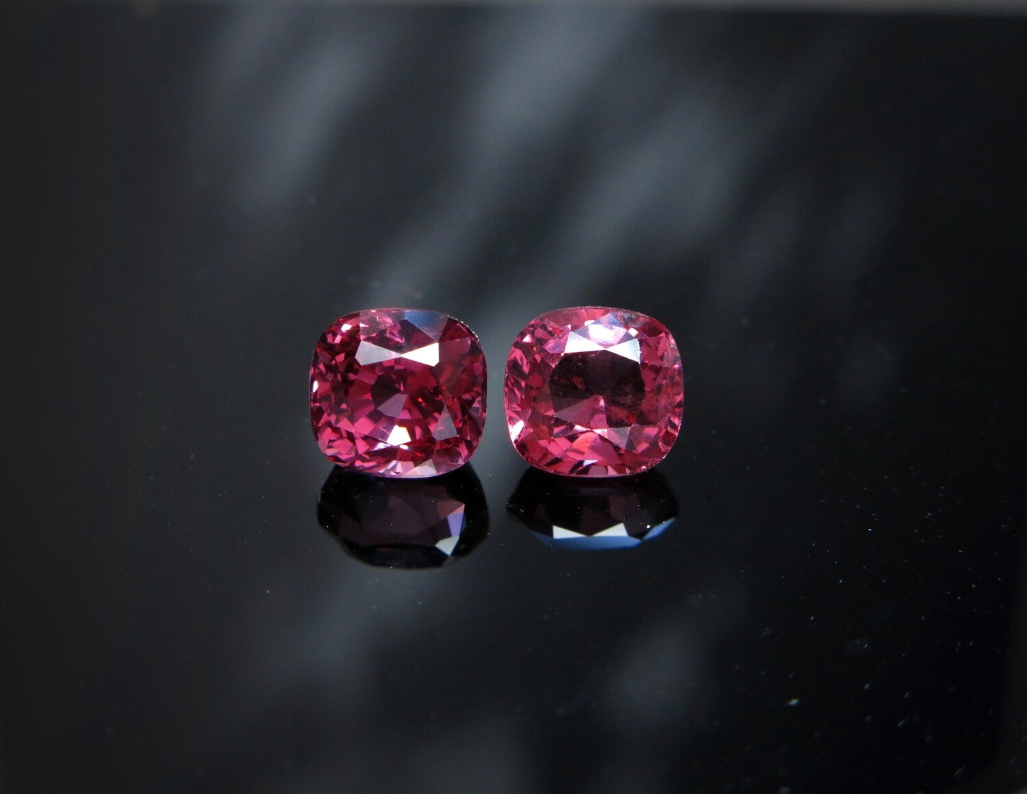 Spinel Cushion cut pair 1.80 ct and 2.28 ct