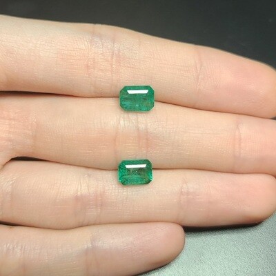 Emeralds oсtagon cut pair 1.24 ct and 1.59 ct
