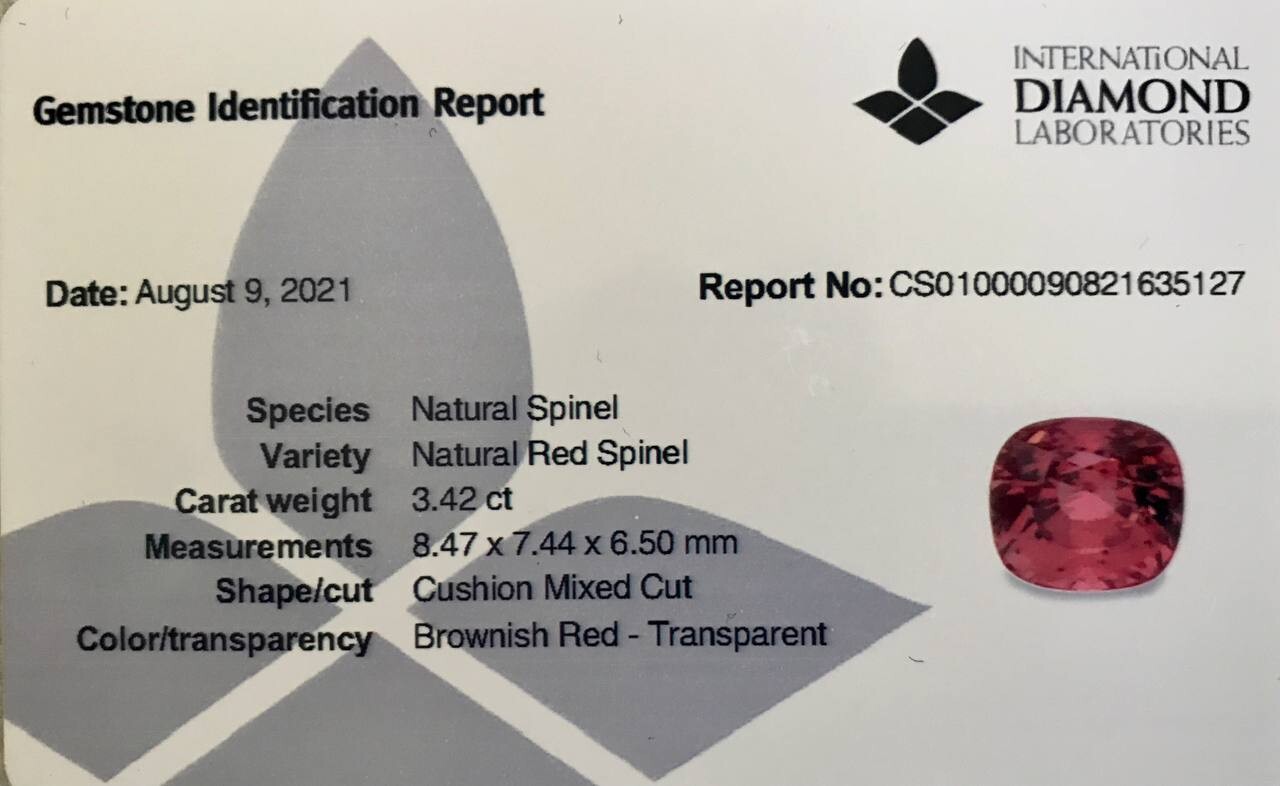 Spinel Cushion cut 3.42 ct