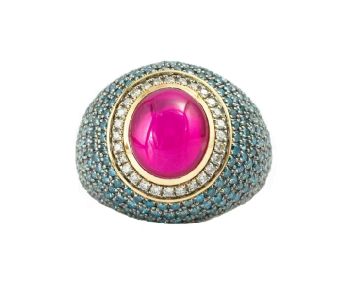 18K Gold Ring with Ruby and Diamonds
