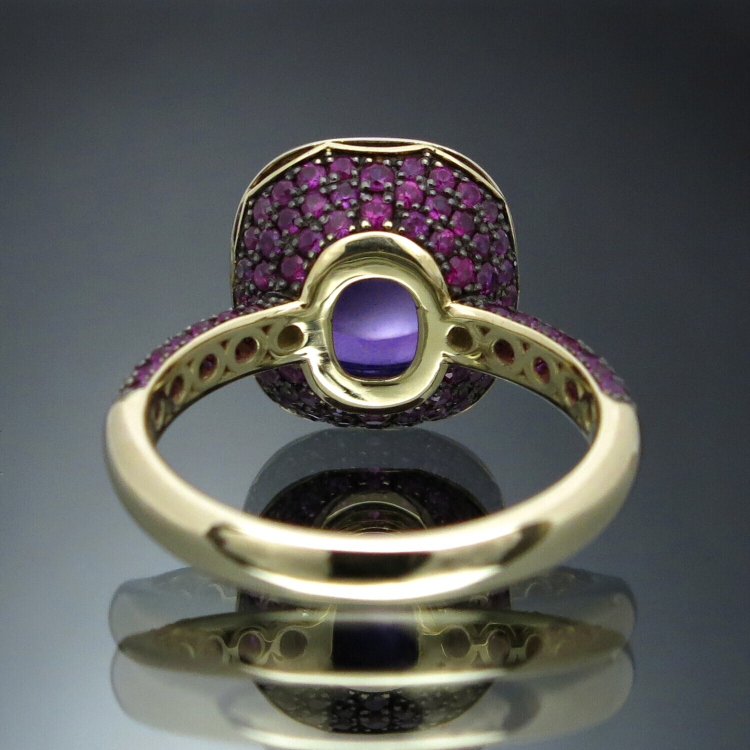 14K Gold Ring with Amethyst, Diamonds and Rubies, VH002