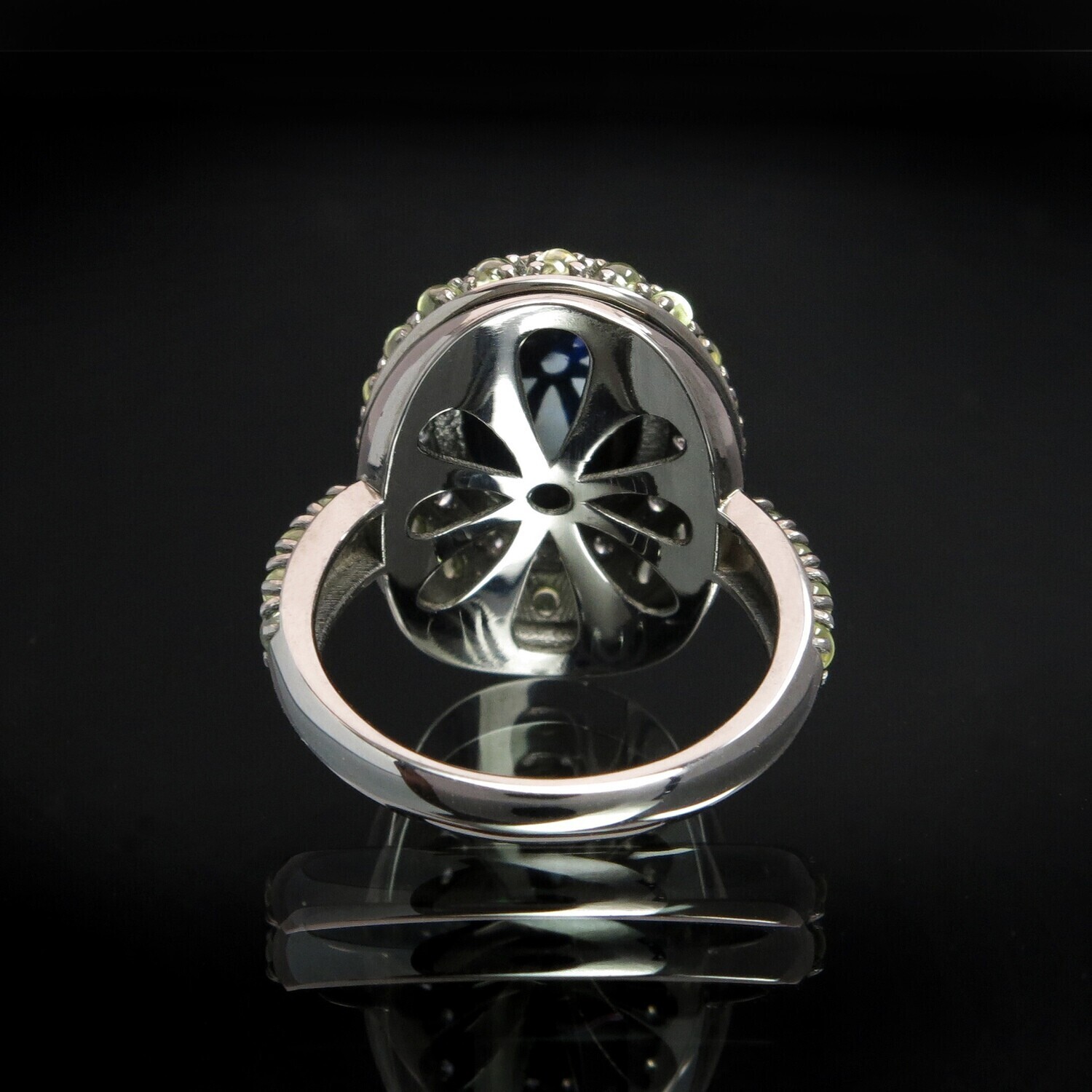 14K Gold Ring with Opals, Diamonds and Chrysolite, VH006