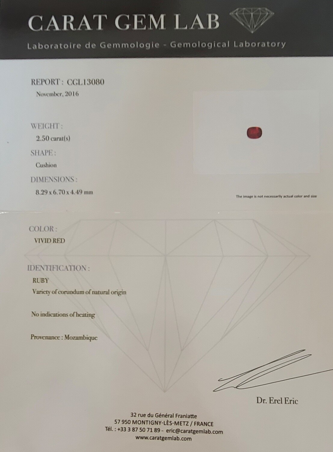 Ruby Emerald cut 2.50 ct