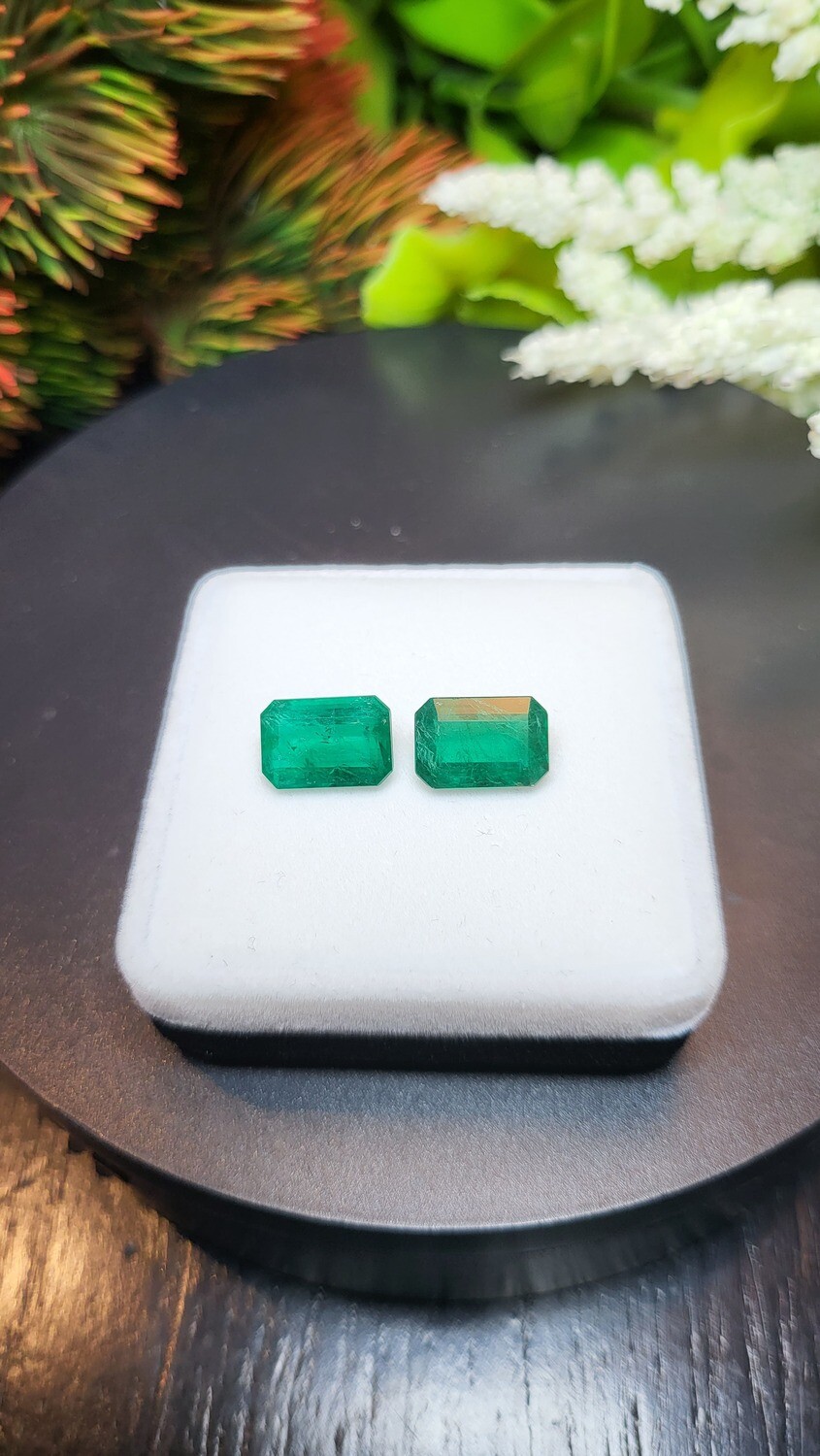 Emerald Octagon cut pair 4.08 ct and 4.08 ct