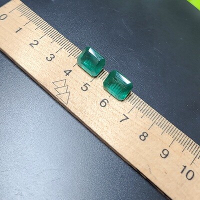 Emerald octagon cut pair 4.96 ct and 5.78 ct