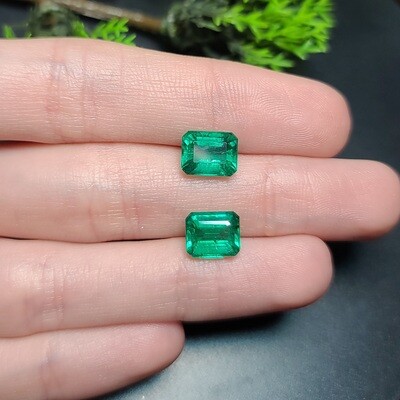 Emerald octagon cut pair 2.46 ct and 2.68 ct