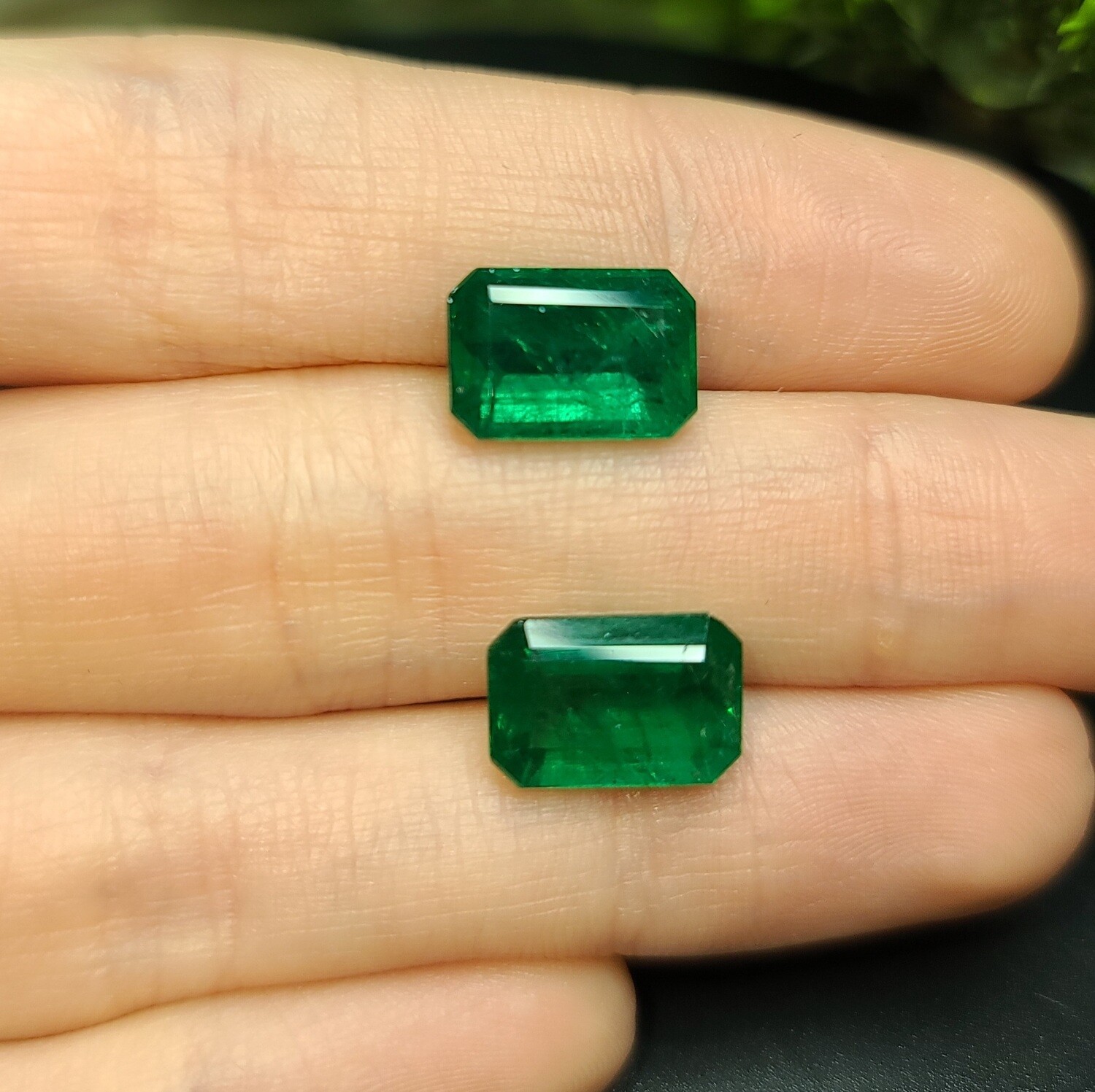 Emerald Octagon cut pair 4.08 ct and 4.08 ct