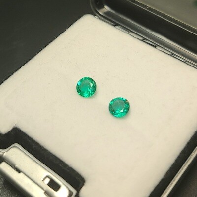 Emerald round cut pair 0.62 ct and 0.66 ct