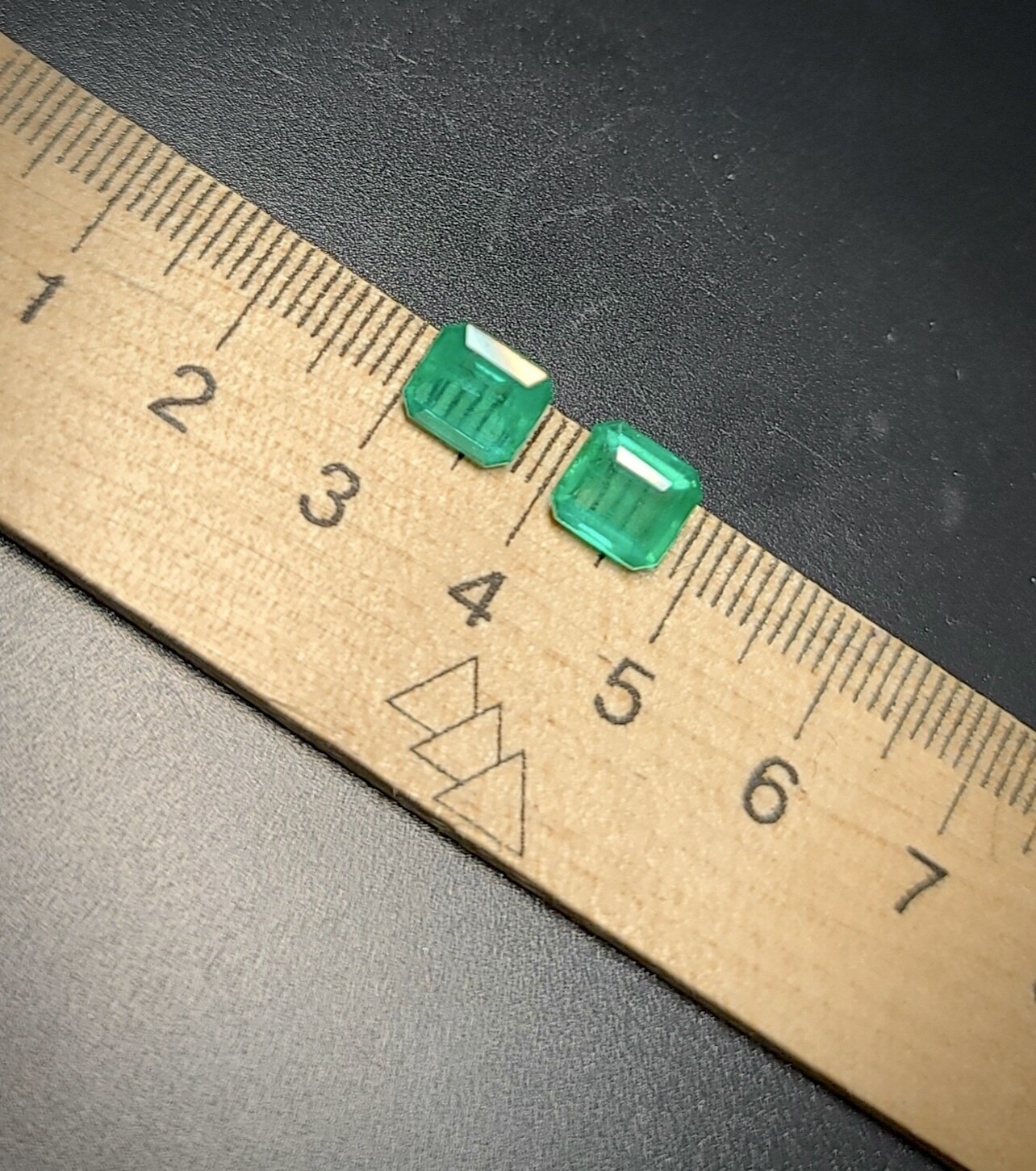 Emerald octagon cut pair 1.62 ct and 1.85 ct