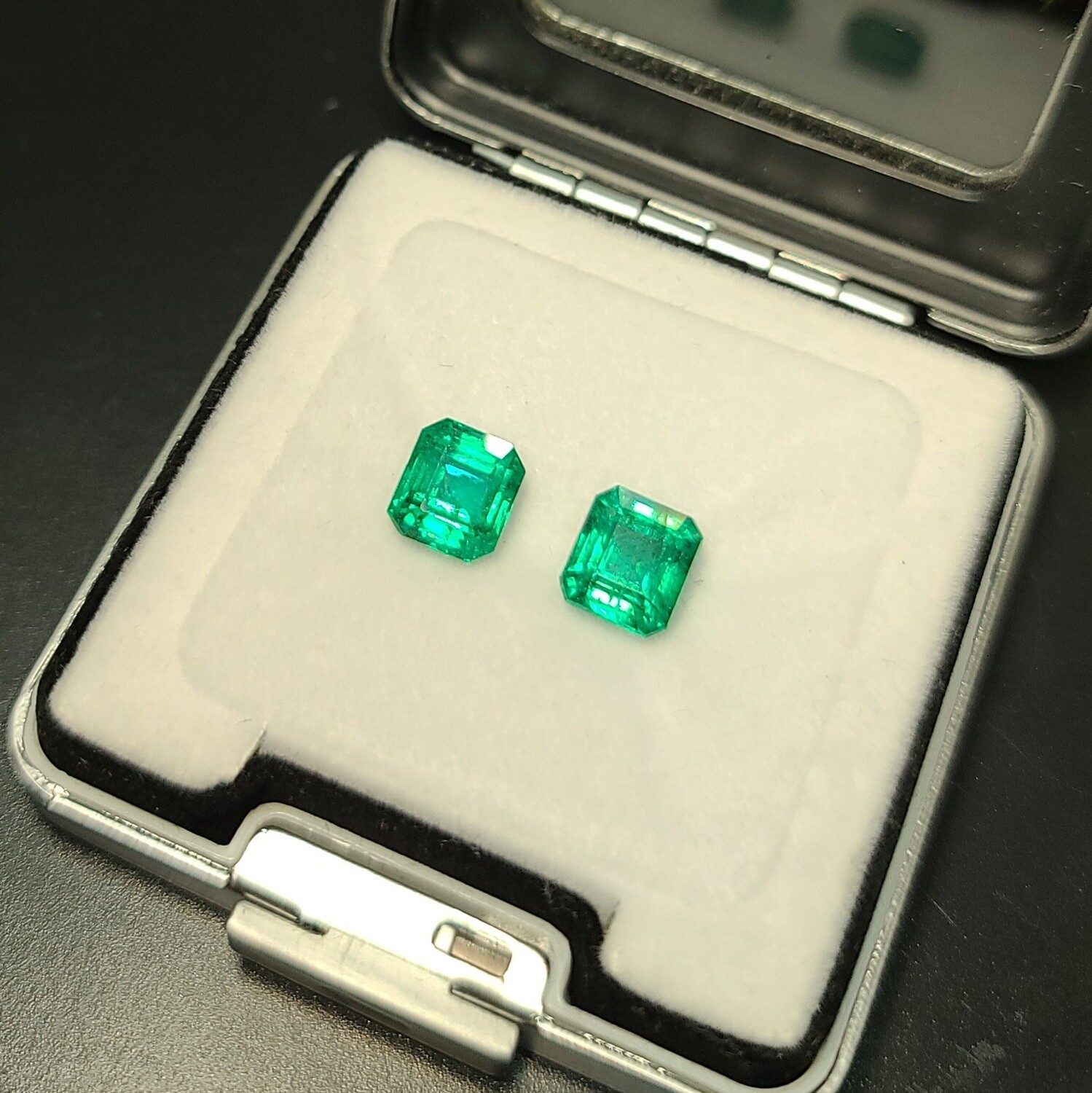 Emeralds octagon cut pair 2.81 ct and 3.06 ct
