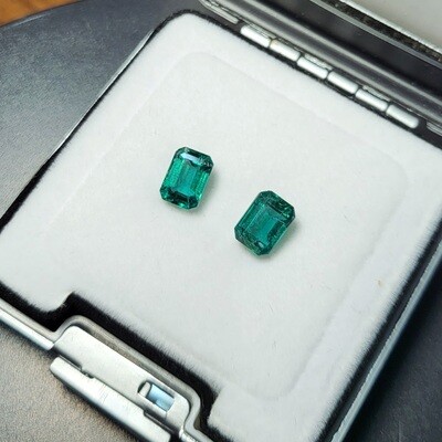 Emerald octagon cut pair 1.66 ct and 1.90 ct