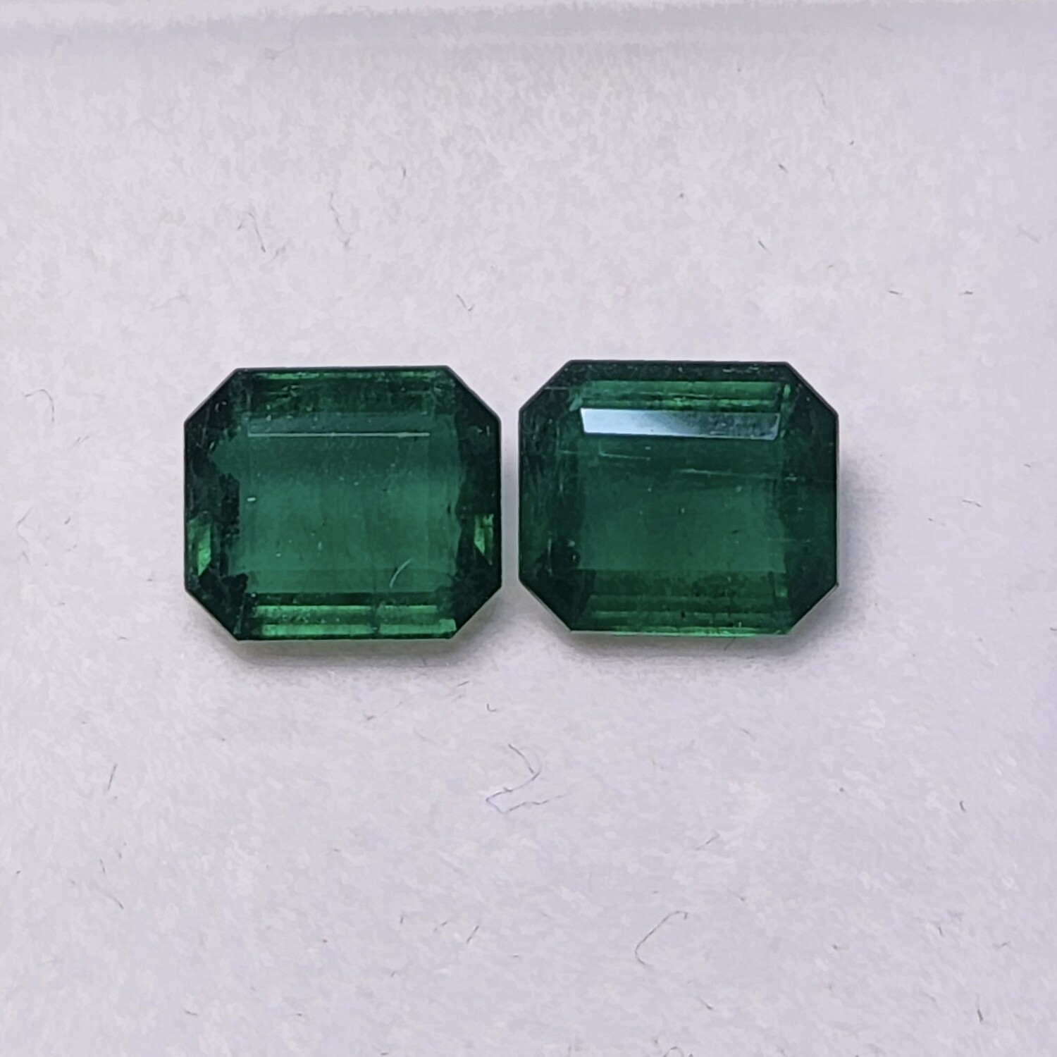 Emeralds octagon cut pair 3.68 ct and 3.81 ct